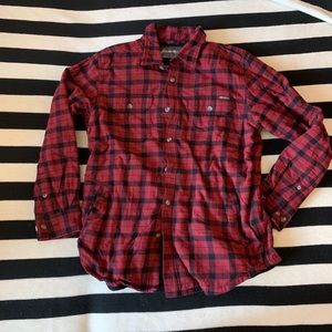 Fleece-Lined Button-Down Plaid Shirt Coat